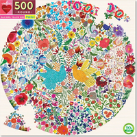 EEBOO Kulaté puzzle Modrý a žlutý ptáček 500 dílků