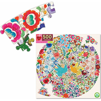 EEBOO Kulaté puzzle Modrý a žlutý ptáček 500 dílků