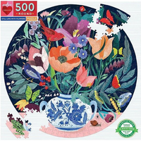 EEBOO Kulaté puzzle Zátiší s květinami 500 dílků