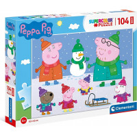 CLEMENTONI Puzzle Prasátko Peppa: Zima MAXI 104 dílků