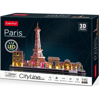 CUBICFUN Svítící 3D puzzle CityLine panorama: Paříž 115 dílků