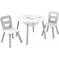 KIDKRAFT Kulatý stůl s úložným prostorem a židličkami - šedý