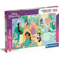 CLEMENTONI Třpytivé puzzle Disney princezny v zahradě 104 dílků