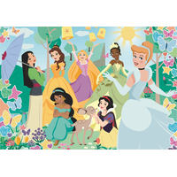 CLEMENTONI Třpytivé puzzle Disney princezny v zahradě 104 dílků