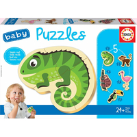 EDUCA Baby puzzle Tropická zvířata 5v1 (3-5 dílků)