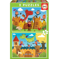 EDUCA Puzzle Draci a rytíři 2x48 dílků