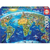 EDUCA Puzzle Mapa se světovými památkami 2000 dílků