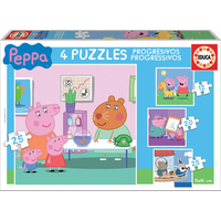 EDUCA Puzzle Prasátko Peppa 4v1 (12,16,20,25 dílků)