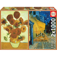 EDUCA Puzzle Slunečnice + Terasa kavárny v noci 2x1000 dílků