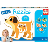 EDUCA Baby puzzle Domácí mazlíčci s mláďaty 5v1 (2-4 dílky)