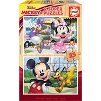 EDUCA Dřevěné puzzle Mickey a přátelé 2x25 dílků