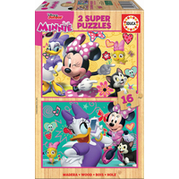 EDUCA Dřevěné puzzle Minnie a Daisy 2x16 dílků