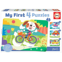 EDUCA Moje první puzzle Dopravní prostředky 4v1 (5,6,7,8 dílků)