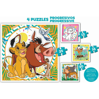 EDUCA Puzzle v kufříku Disney zvířátka 4v1 (12,16,20,25 dílků)