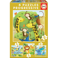 EDUCA Puzzle Divoká zvířata 4v1 (12,16,20,25 dílků)