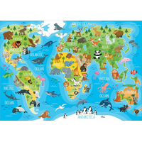 EDUCA Puzzle Mapa se zvířaty světa 150 dílků
