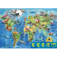 EDUCA Puzzle Mapa světa s dinosaury 150 dílků