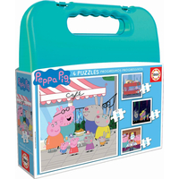 EDUCA Puzzle v kufříku Prasátko Peppa 4v1 (6,9,12,16 dílků)