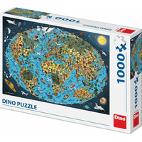DINO Puzzle Kreslená mapa světa 1000 dílků