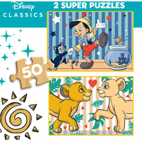 EDUCA Dřevěné puzzle Disney klasika 2x50 dílků