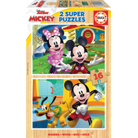 EDUCA Dřevěné puzzle Mickey a Minnie 2x16 dílků