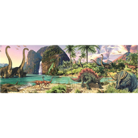 Panoramatické puzzle Dinosauři u jezera 150 dílků