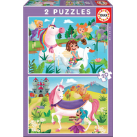 EDUCA Puzzle Jednorožci a víly 2x20 dílků