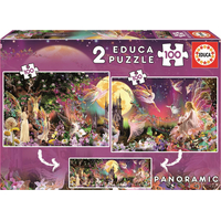 EDUCA Puzzle Panorama Pohádkové víly 2x100 dílků