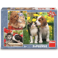 DINO Puzzle Zvířecí kamarádi 3x55 dílků