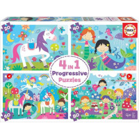 EDUCA Puzzle Kouzelní přátelé 4v1 (20,40,60,80 dílků)