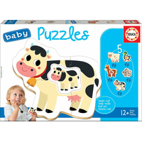 EDUCA Baby puzzle Zvířátka na farmě s mláďaty 5v1 (2-4 dílky)