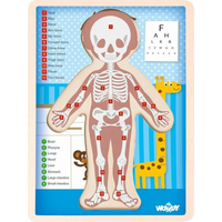 WOODY Oboustranné puzzle Lidské tělo - Chlapec (anglicky)