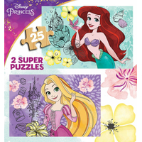 EDUCA Dřevěné puzzle Disney princezny 2x25 dílků