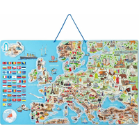 WOODY Magnetická mapa Evropy s obrázky a společenská hra, 3v1 v českém jazyce