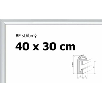 BFHM Plastový rám 40x30cm - stříbrný