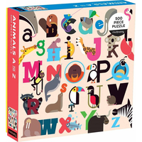 MUDPUPPY Čtvercové puzzle Zvířata od A do Z 500 dílků