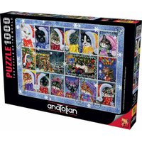 ANATOLIAN Puzzle Kočičí vánoční známky 1000 dílků