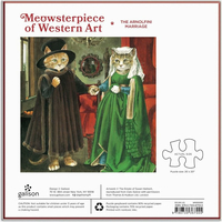 GALISON Čtvercové puzzle Meowsterpiece: Arnolfiniho manželství 500 dílků