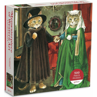 GALISON Čtvercové puzzle Meowsterpiece: Arnolfiniho manželství 500 dílků
