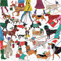 GALISON Čtvercové puzzle Psi v zimě 500 dílků