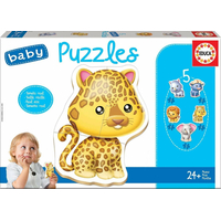 EDUCA Baby puzzle Divoká zvířátka 5v1 (3-5 dílků)