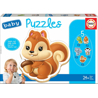 EDUCA Baby puzzle Zvířátka 5v1 (3-5 dílků)