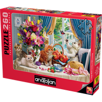ANATOLIAN Puzzle Načechraná koťátka v obývacím pokoji 260 dílků