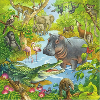 RAVENSBURGER Puzzle Zvířata v džungli 3x49 dílků