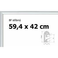 BFHM Plastový rám na puzzle 59,4x42cm A2 - stříbrný