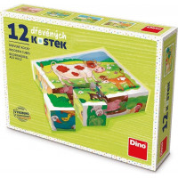 DINO Obrázkové kostky Na farmě, 12 kostek