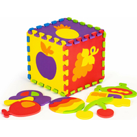 ECOTOYS Pěnové puzzle Ovoce a doprava (29x29)