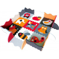 BABY GREAT Pěnové puzzle Zvířata šedá-červená SX s okraji