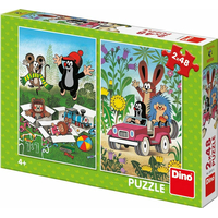 DINO Puzzle Krteček se raduje, Krtek a autíčko 2x48 dílků