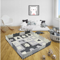 Matadi Pěnové puzzle šedé Zvířátka a tvary (28x28)